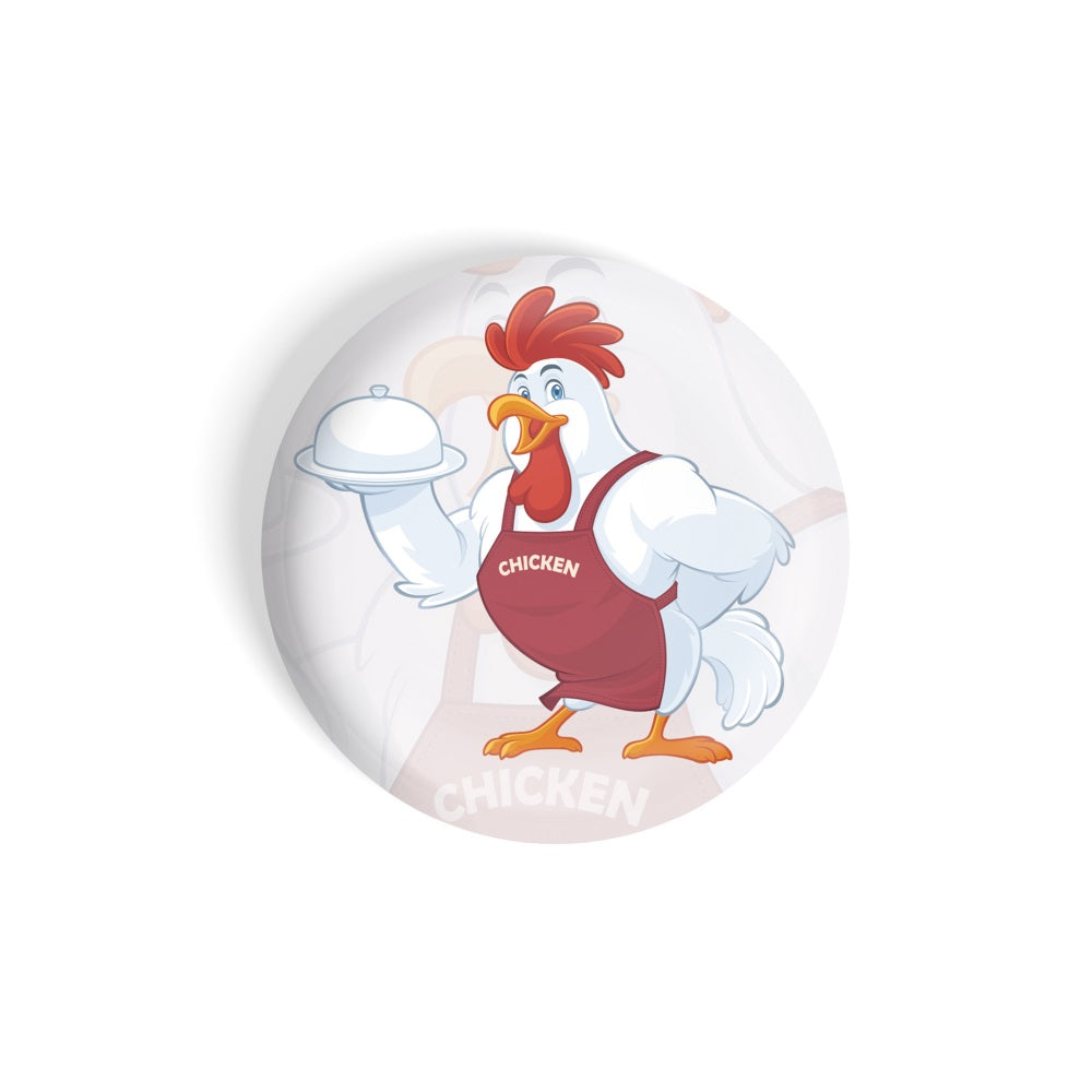 dhcrafts Round Fridge Magnet Multicolour Food Lovers Chicken Glossy Finish Design Pack of 1 (75 mm)